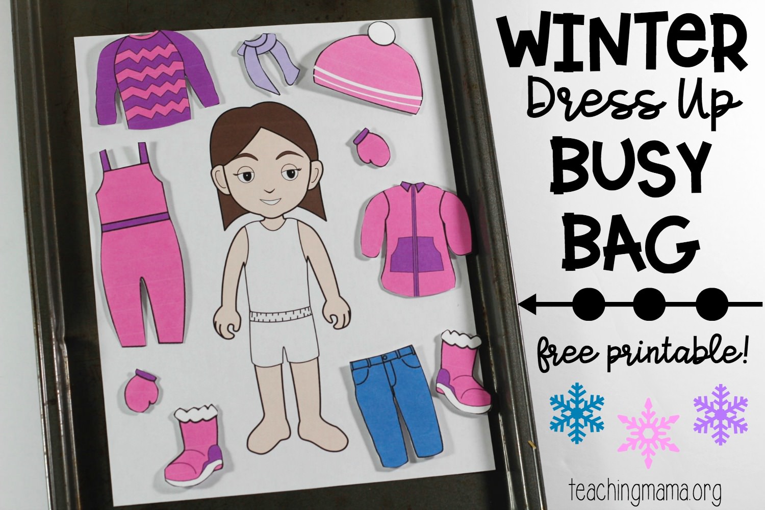 winter clothes dress up busy bag - teaching mama